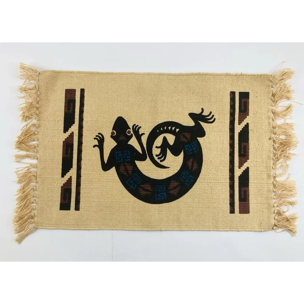 4 El Paso Saddle Blanket KOKOPELLI Placemats Woven Southwestern Turquoise Lizard